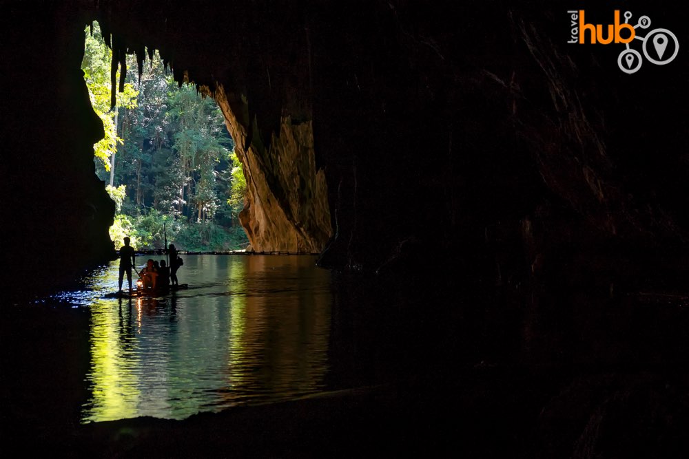 and you will ride a bamboo raft through the cave 